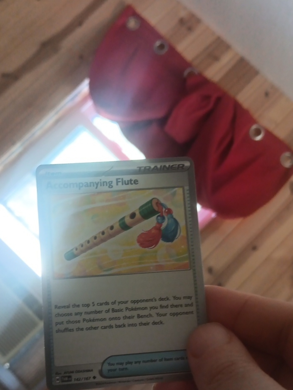 Pokemon Trainer Card - Silver Holo with Red and Blue Flute Artwork